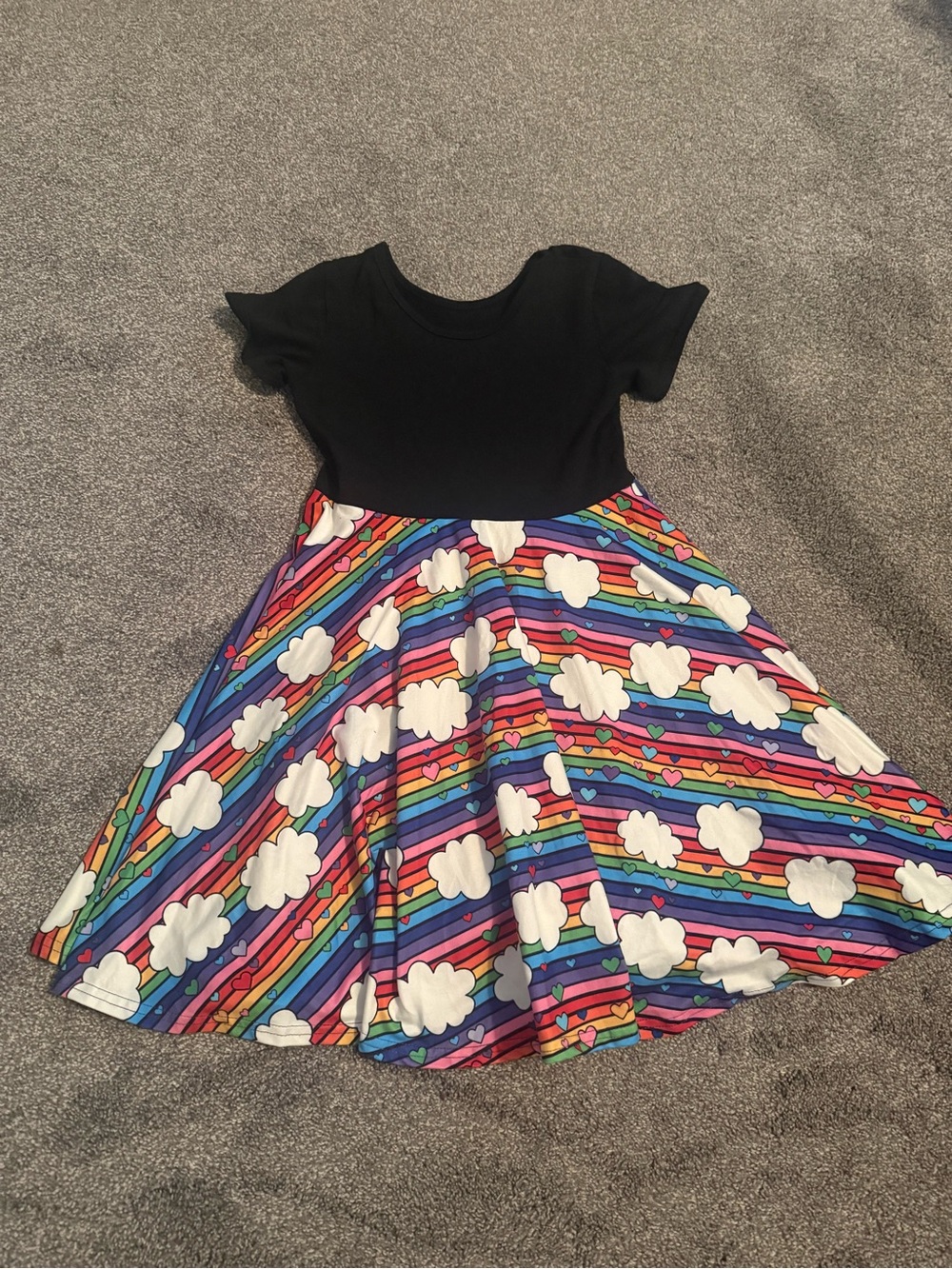 Handmade Rainbow Cloud Skater Dress Sz 6